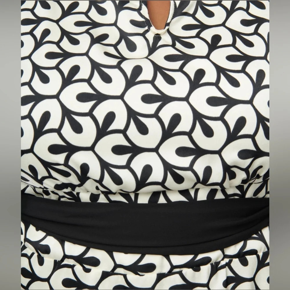 🦋B2G1🦋UNIQUE VINTAGE SMAK PARLOUR Ivory & Black Groovy Horseshoe Print Dress - Picture 3 of 14